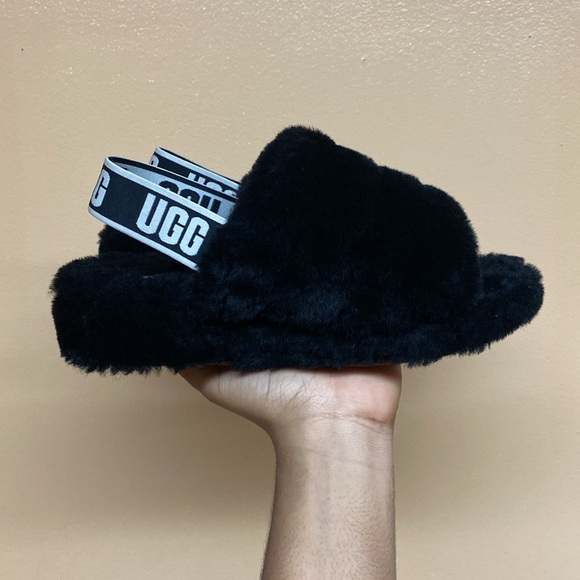 UGG Fluff Yeah Sandals “Black White” - Picture 1 of 16